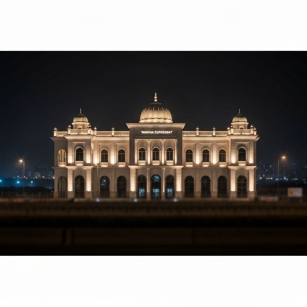 Night Lit Facade of ShivaDhaba on Yamuna Expressway